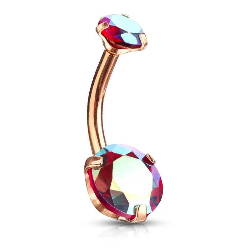 Navelpiercing AB Rood Zirconia Rosé - Chirurgisch staal