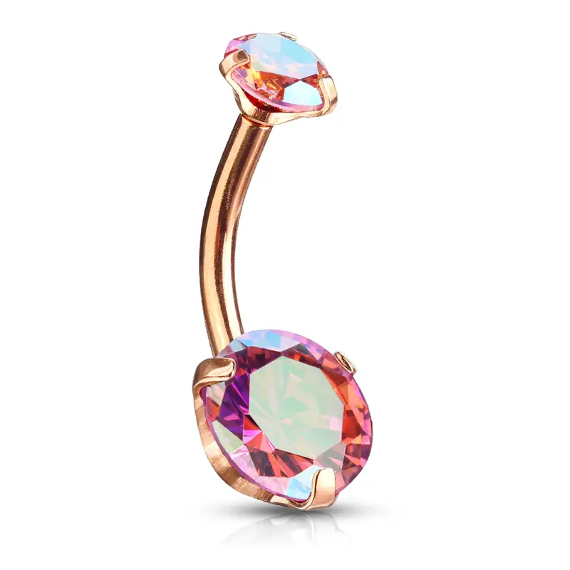 Navelpiercing AB Zirconia Roze Rosé - Chirurgisch staal