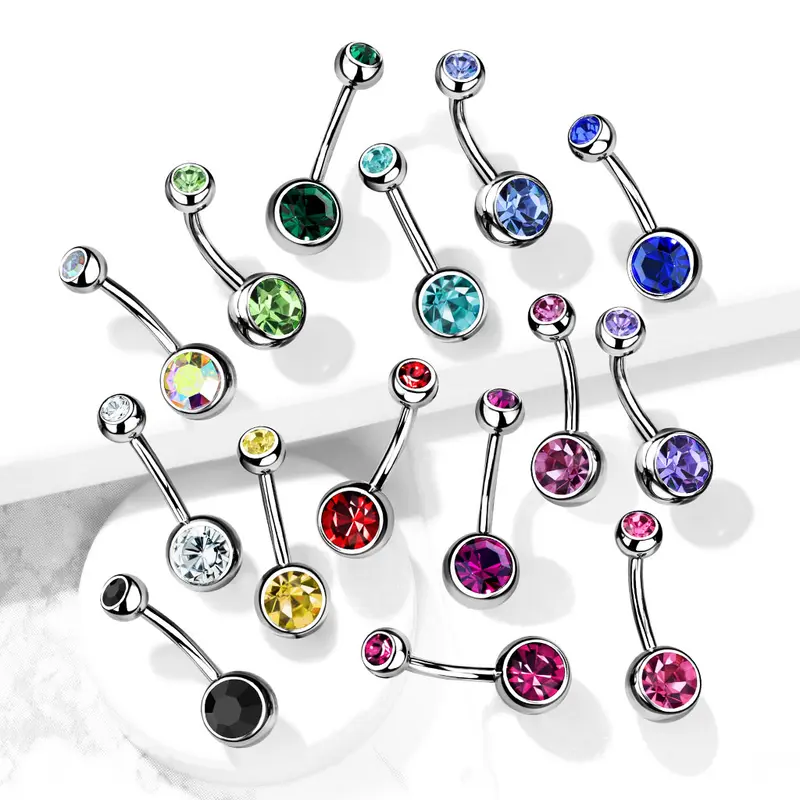 Navelpiercing Basic Dubbel Kristal - Chirurgisch Staal