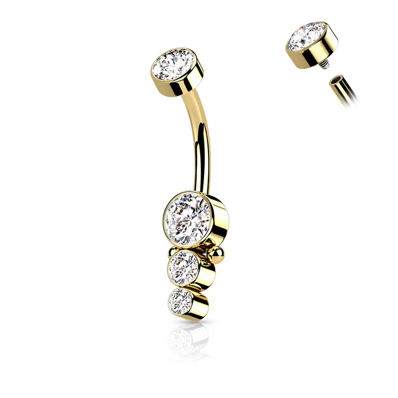 Navelpiercing Cluster Goudkleurig – Chirurgisch Staal