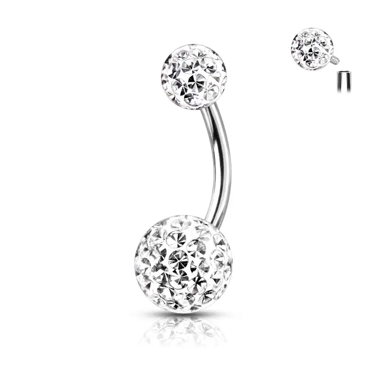 Navelpiercing Multi Kristal Zilverkleurig – Chirurgisch Staal