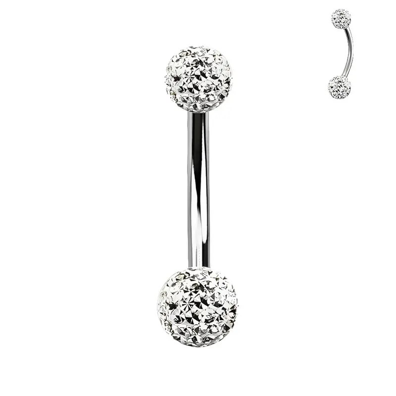 Navelpiercing Multi Kristal Zilverkleurig – Titanium