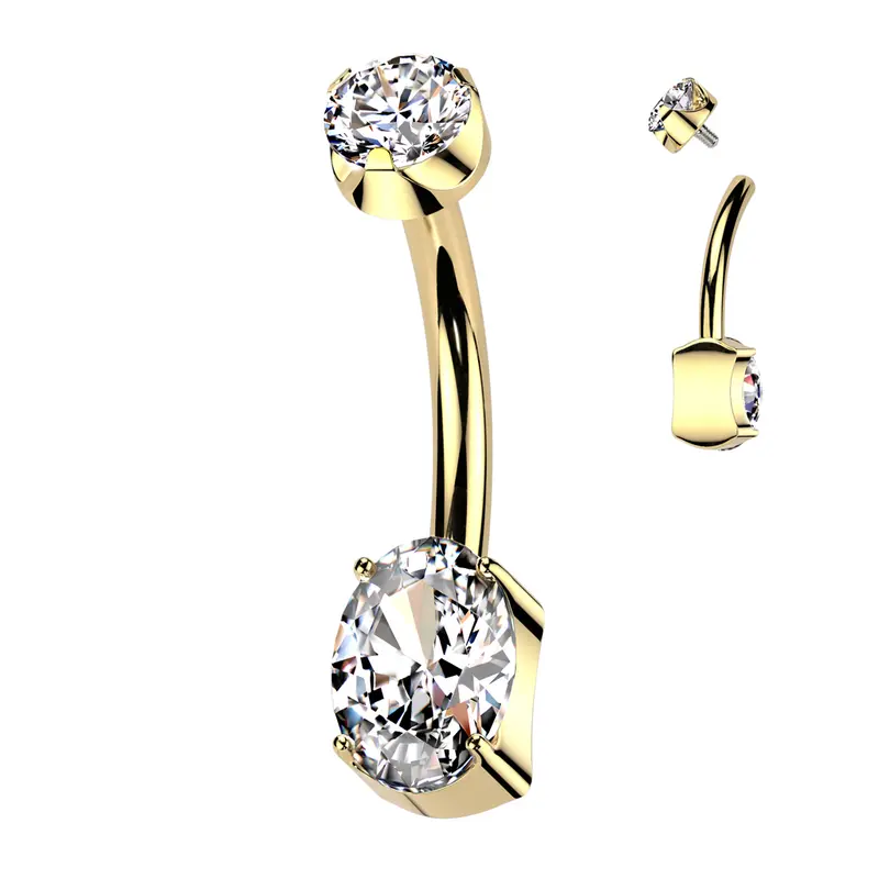 Navelpiercing Ovaal PVD Goudkleurig – Titanium