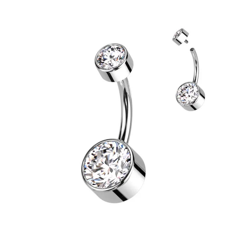 Navelpiercing Zirconia Discs Zilverkleurig – Titanium
