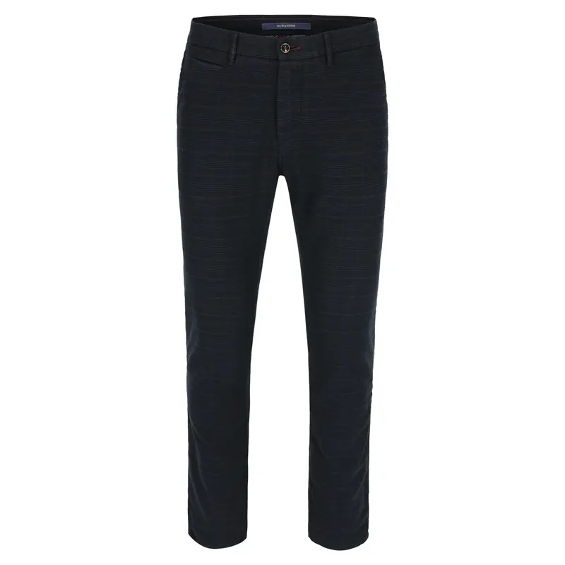 Navy checkered cotton slim fit trousers Atelier Noterman - 1674/210