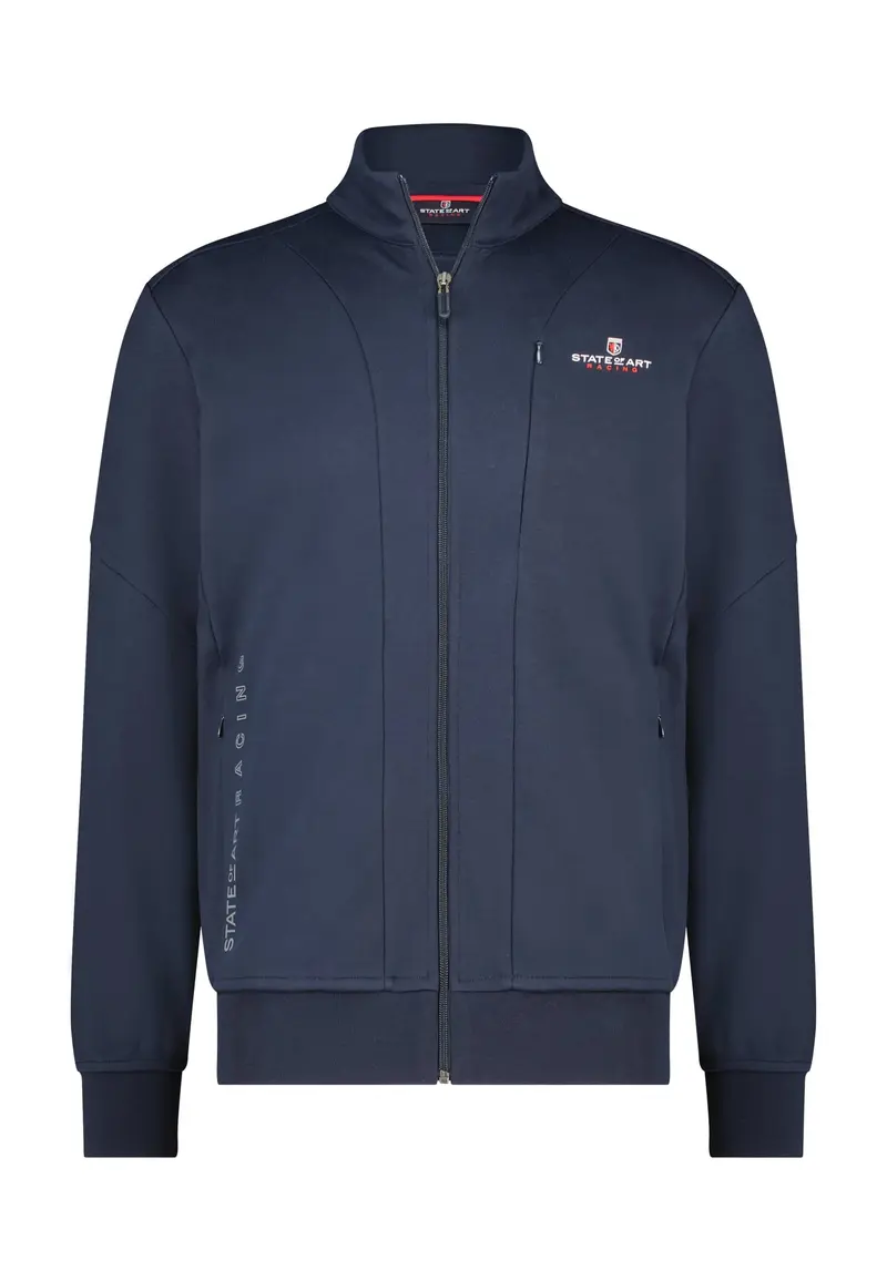Navy cotton cardigan with zip State of Art - 13977/5900