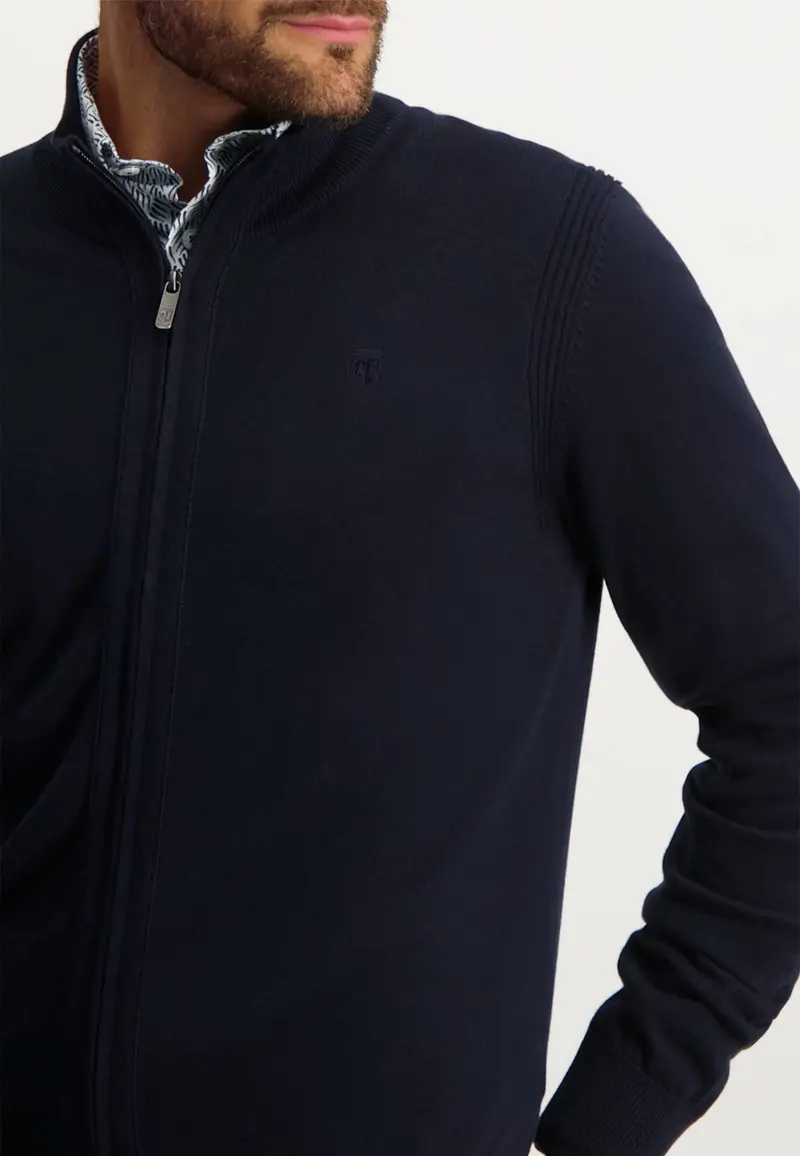 Navy cotton full zip cardigan State of Art - 13030/5900