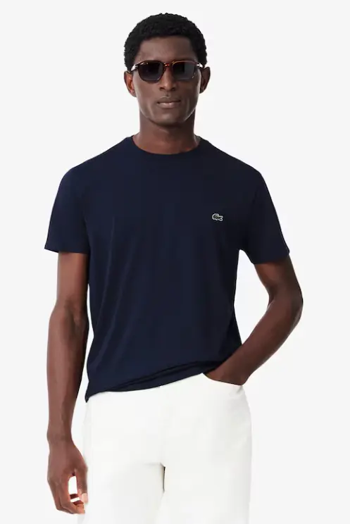 Navy crew neck cotton T-shirt Lacoste - TH6709-51/166
