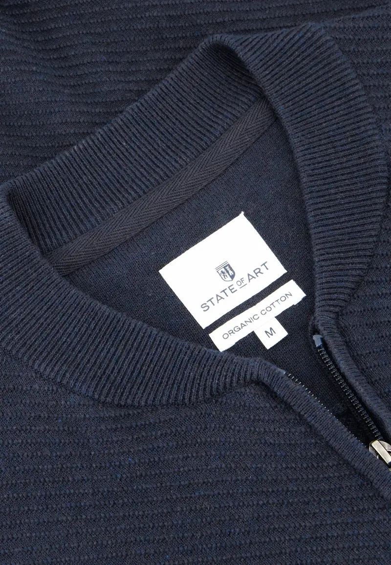 Navy structured cotton cardigan State of Art - 14039/5900