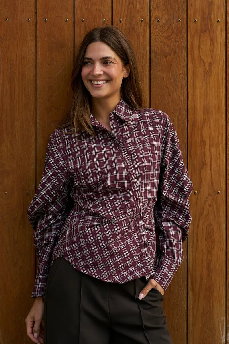 Neoella Geruite Hemd Blouse | Neo Noir