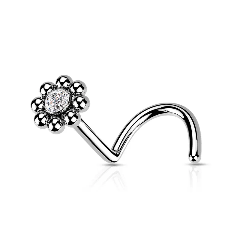 Neuspiercing Beaded Balls Kristal Zilverkleurig - Chirurgisch Staal