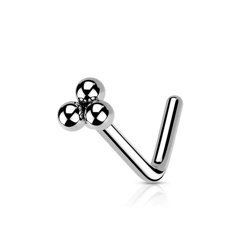 Neuspiercing L-Vorm Triple Zilverkleurig - Chirurgisch Staal