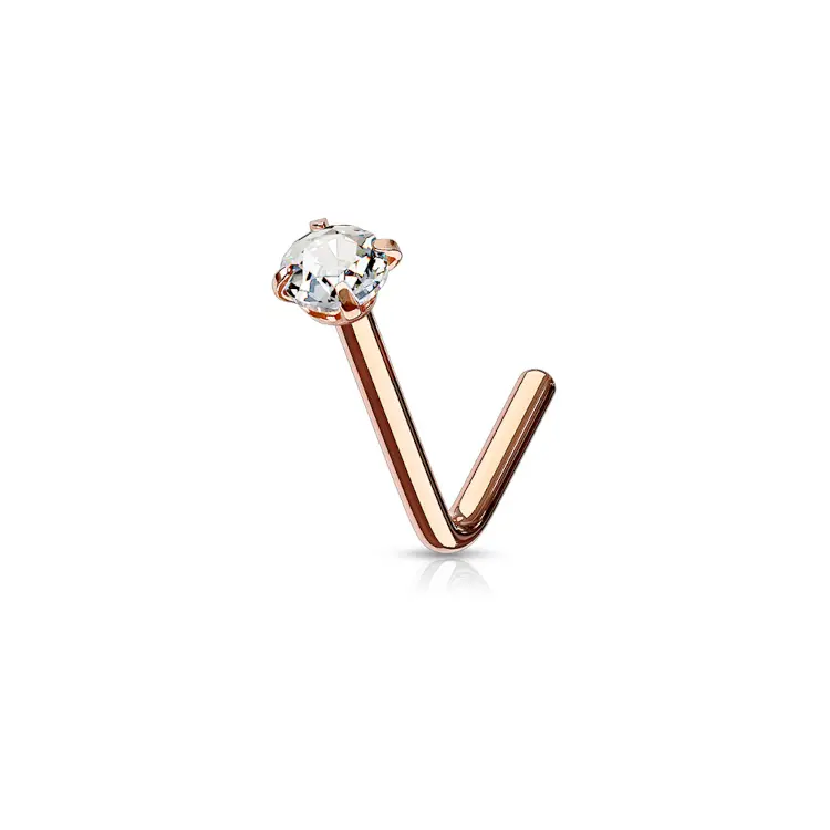 Neuspiercing L-Vorm Zirconia Clear Rosé  - Chirurgisch Staal