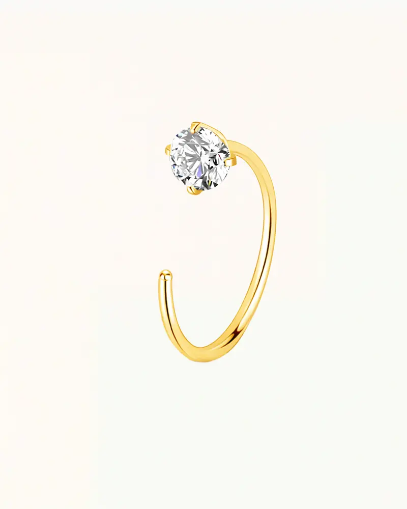 Neuspiercing Open Ring met Ronde Kristal - Xanthi