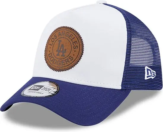 New Era LA Dodgers Team Script Blue Trucker Cap