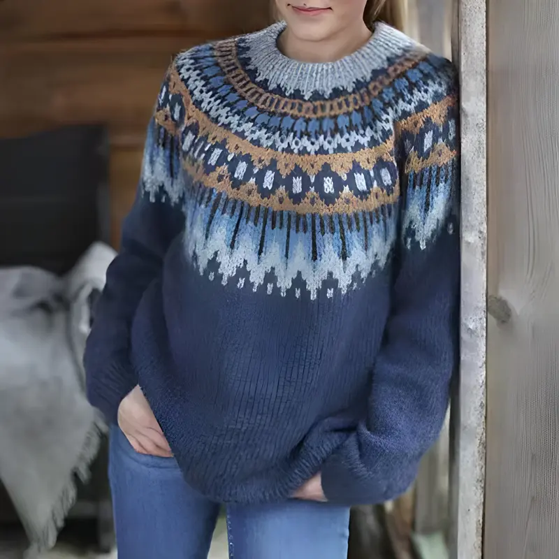 Nordic Fair Isle Gebreide Trui Voor Dames