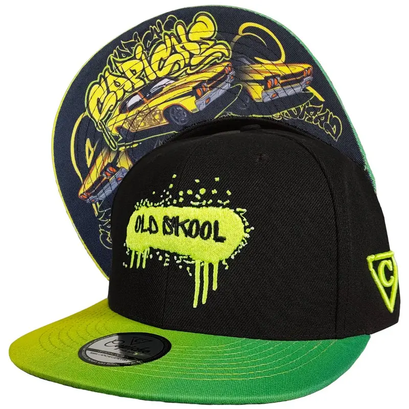 Old Skool Snapback - Black/Green Ombre