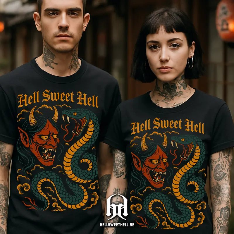 Oni & Serpent - T-shirt unisexe