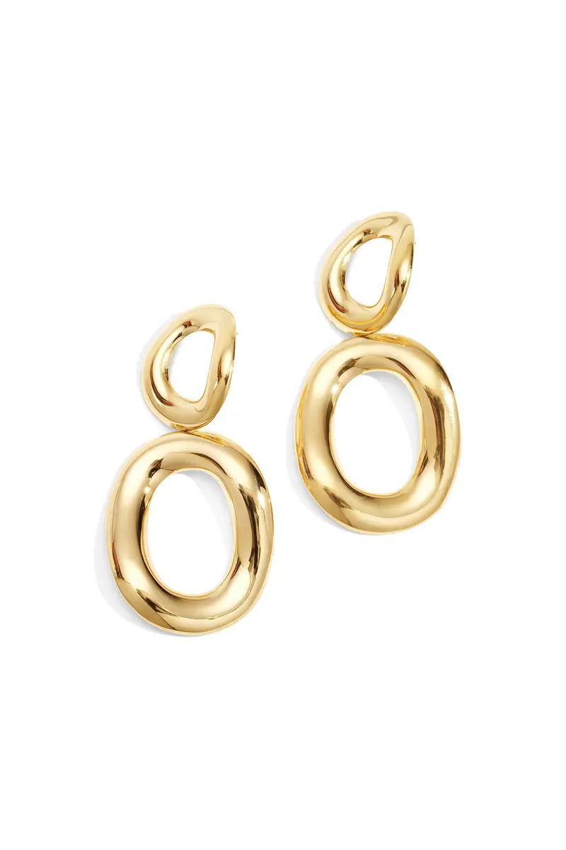 Oorbellen Circle Drop Zilver & Goudkleurig - Roestvrij Staal