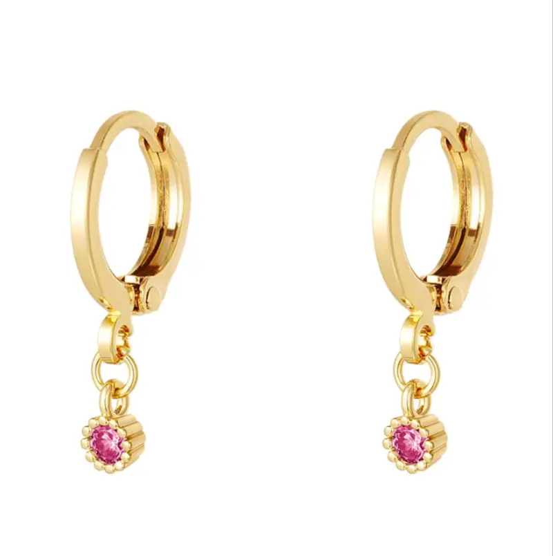 Oorbellen Hanger Sparkle Roze Goudkleurig
