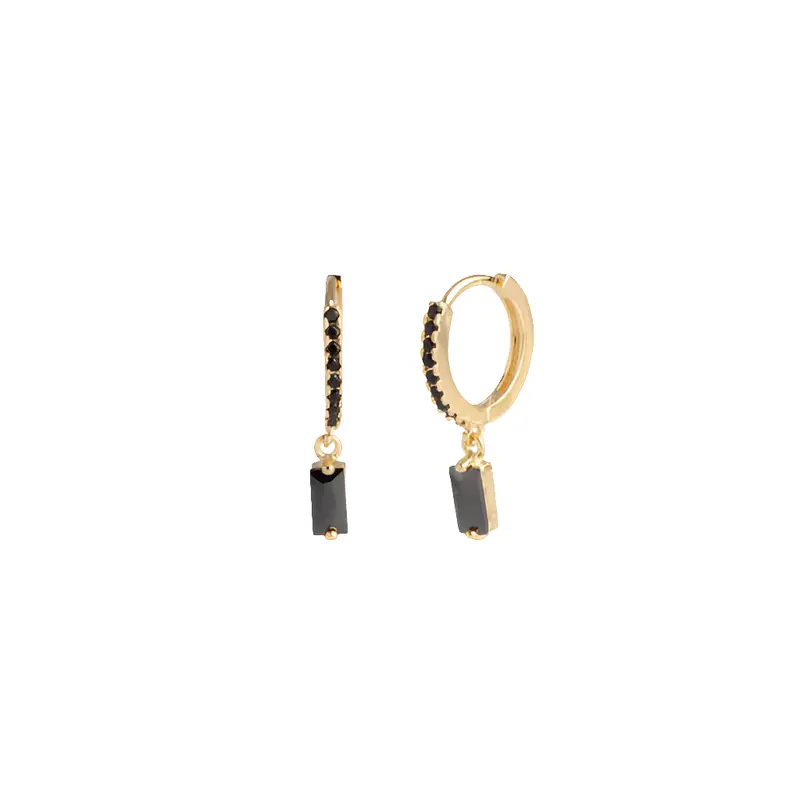 Oorbellen Huggies Zwarte stenen - Zilver S925 & Goldplated
