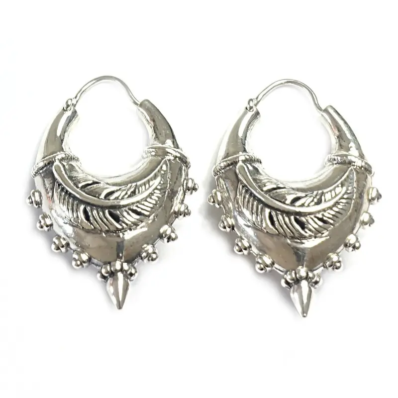 Oorringen zilver, zilveren oorbellen tribal groot