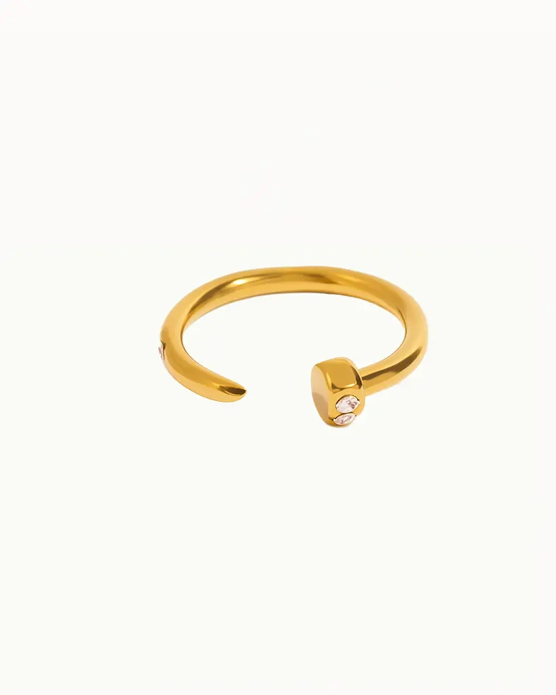 Open Spijker Ring met Steentjes - Jenny - R76