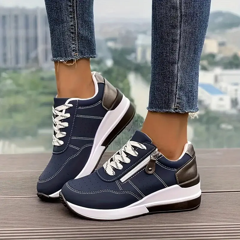 Orthopedische damessneakers | Sleehak met rits & veters