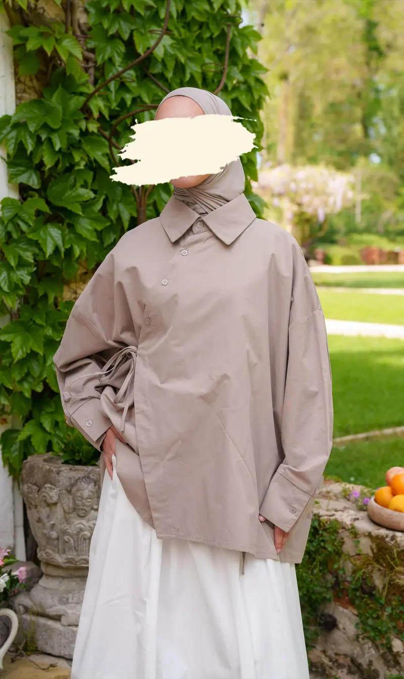 Oversized Cotton Wrap Blouse