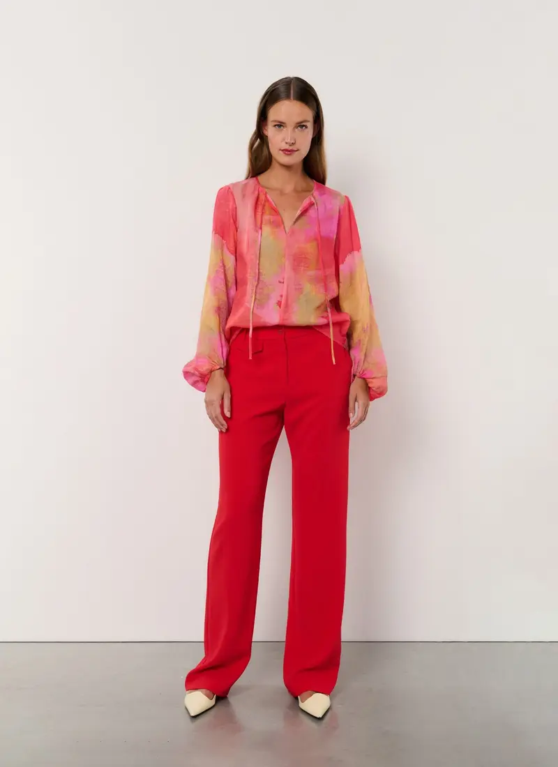 Pants | Crepe | Rawy Crepe | Coral Red