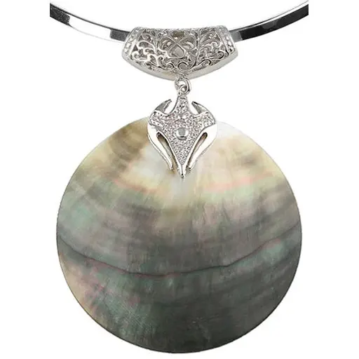 Parelmoeren ketting Big Black Shell Choker