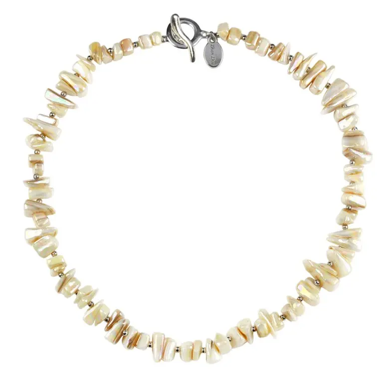 Parelmoeren ketting Cube AB White