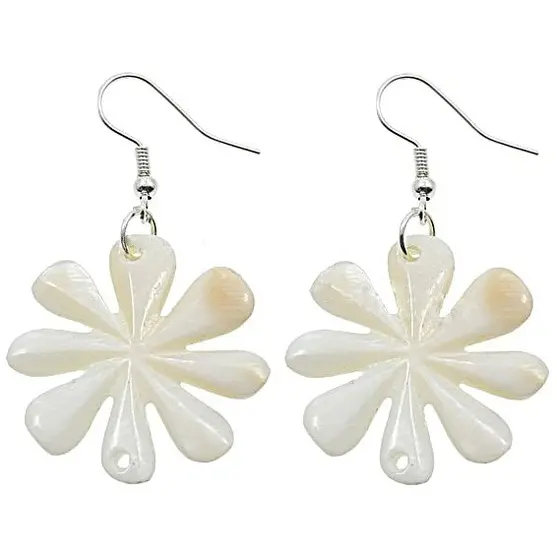 Parelmoeren oorbellen Big White Shell Flower