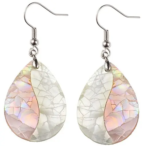 Parelmoeren oorbellen Crackle Rose Shell Teardrop