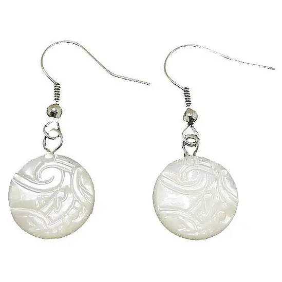 Parelmoeren oorbellen White Round Shell