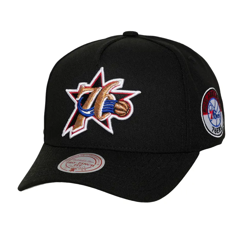 Philadelphia 76ers NBA Pro Pinch Snapback Mitchell & Ness Black
