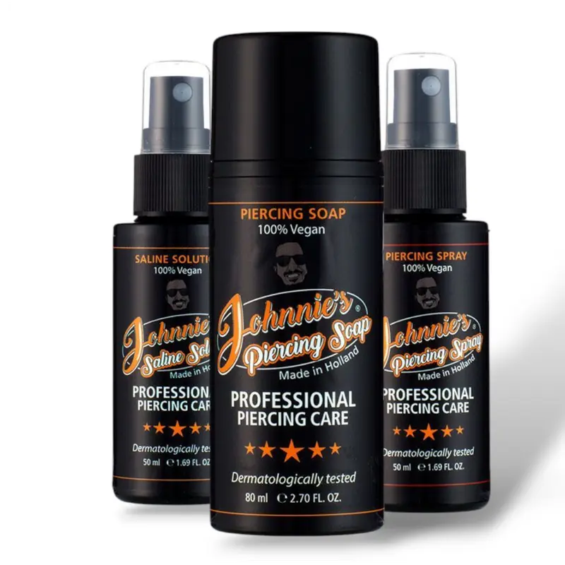 Piercing Care Set Zoutoplossing, Protect Spray & Zeep - Johnnie's® Dermatologisch Getest