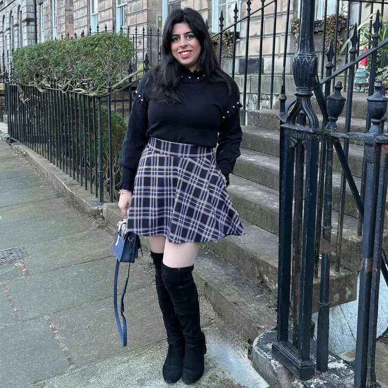 Plaid Mini-Flare Skirt - Moorland