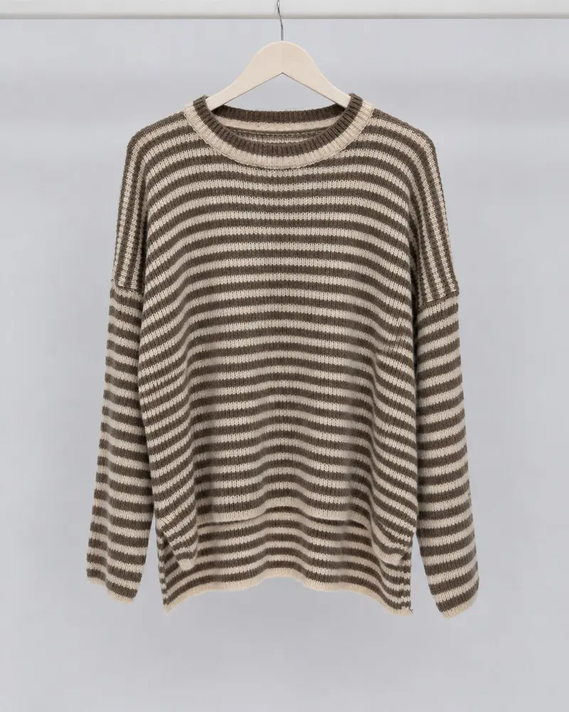 Pull rayé beige