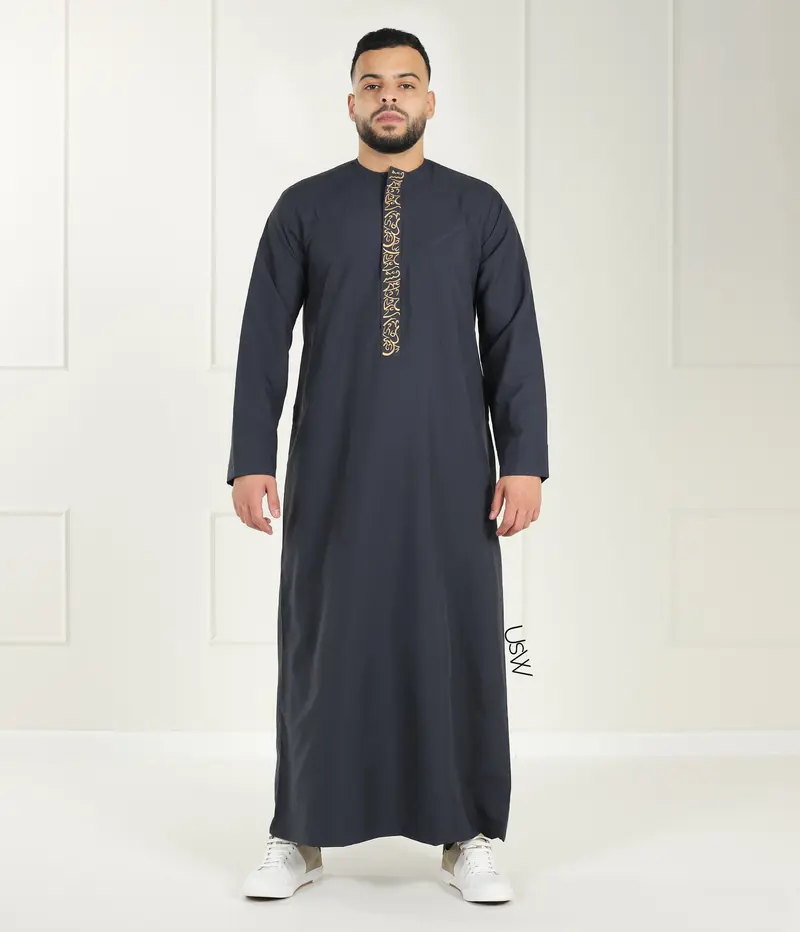 Qamees Arabesque Grey Black
