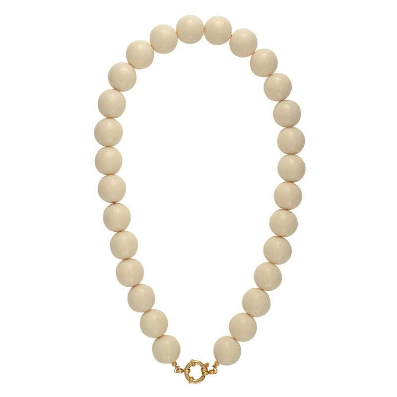 Resin Beaded Ketting Khaki Goudkleurig