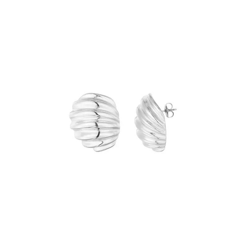 Ribbed Basic Oorbellen Zilverkleurig