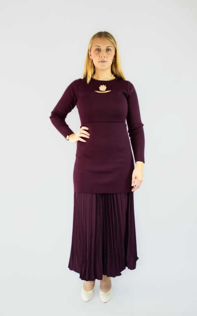Robe prune plissée