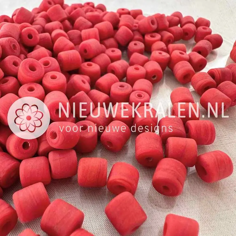 Rode cilinder koraal kralen 7mm