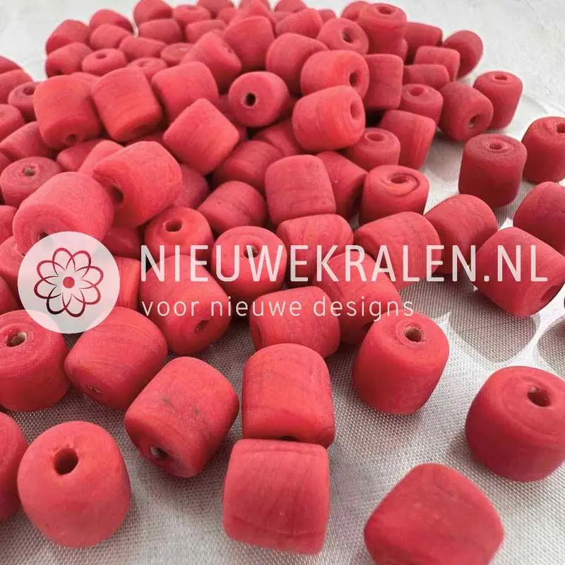 Rode cilinder koraal kralen 9mm