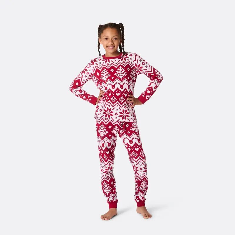 Rode Gebreide Kerstpyjama voor Kinderen