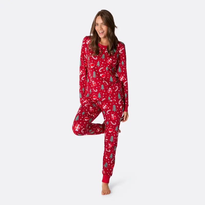 Rode Kerstpatroon Kerstpyjama Dames