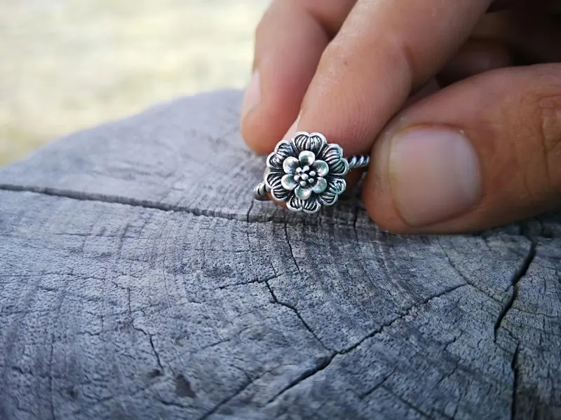 Rose Flower - silver ring
