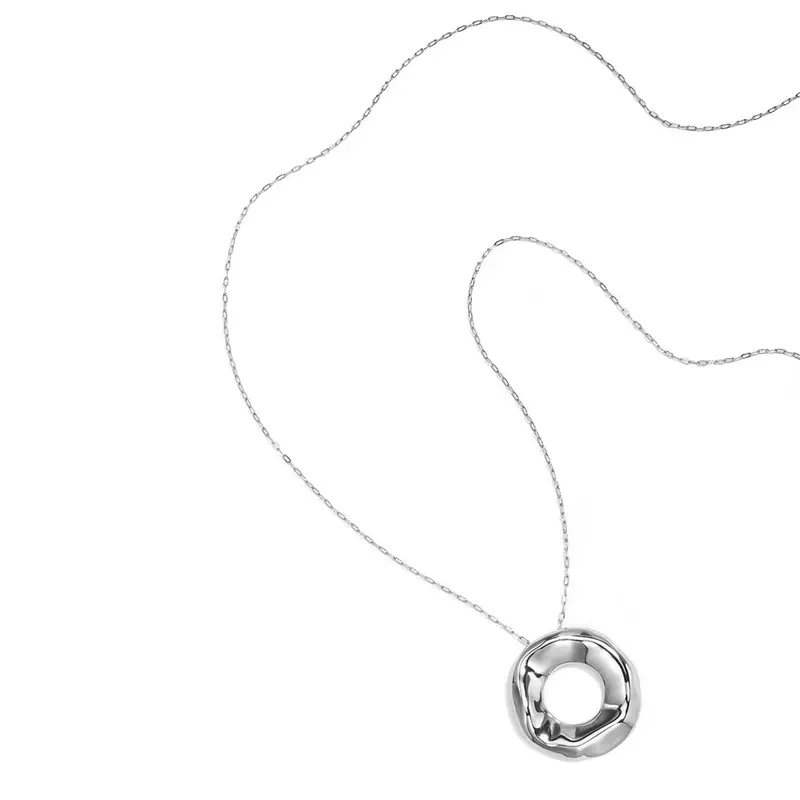 Round Pendant Ketting Zilverkleurig