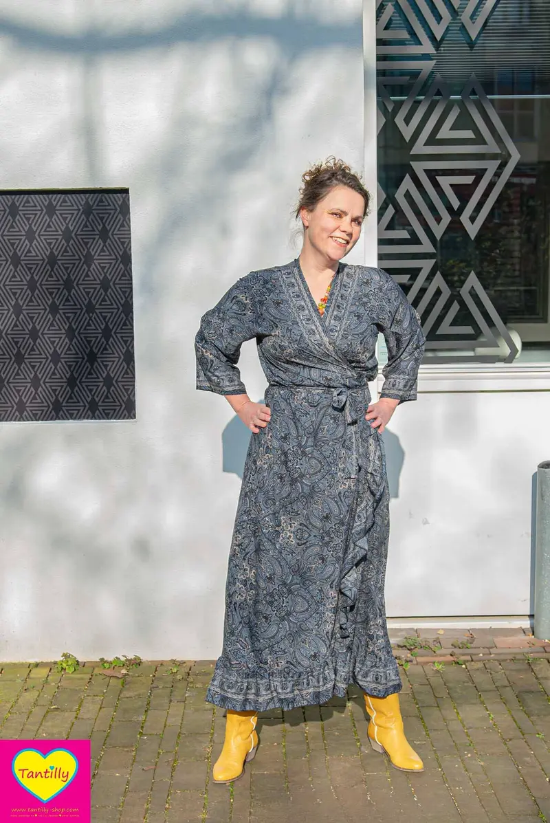 Royal Maxi zijdemix jurk- black&grey